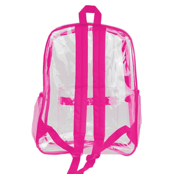 Extra Large Pink Color Outlined Clear Stadium PVC Backpack - Picture 2 of 5